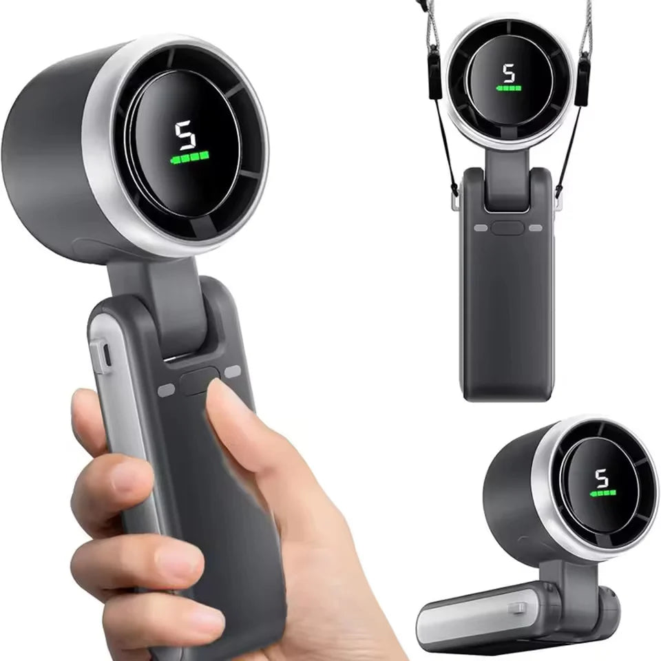 Handheld Fan Foldable Digital Display USB-C Rechargeable