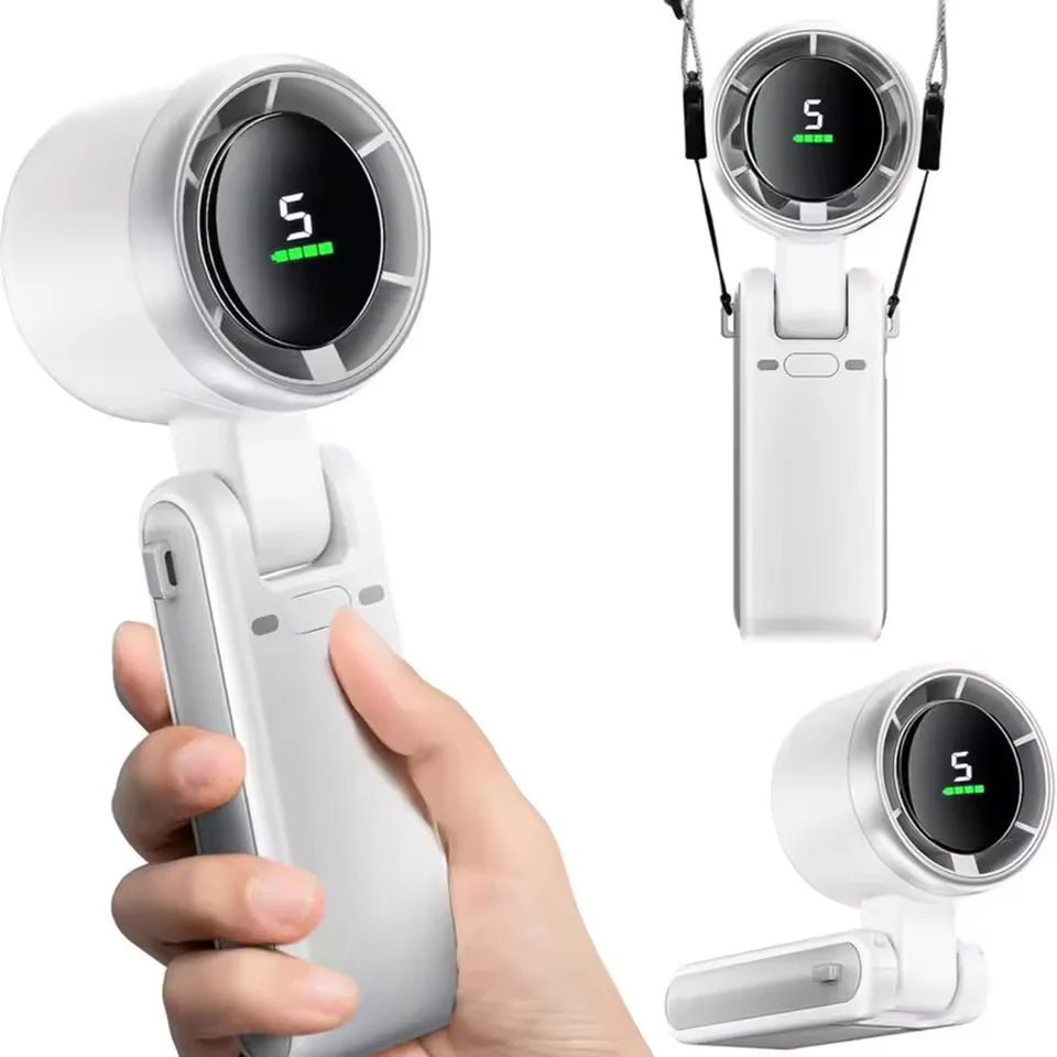 Handheld Fan Foldable Digital Display USB-C Rechargeable