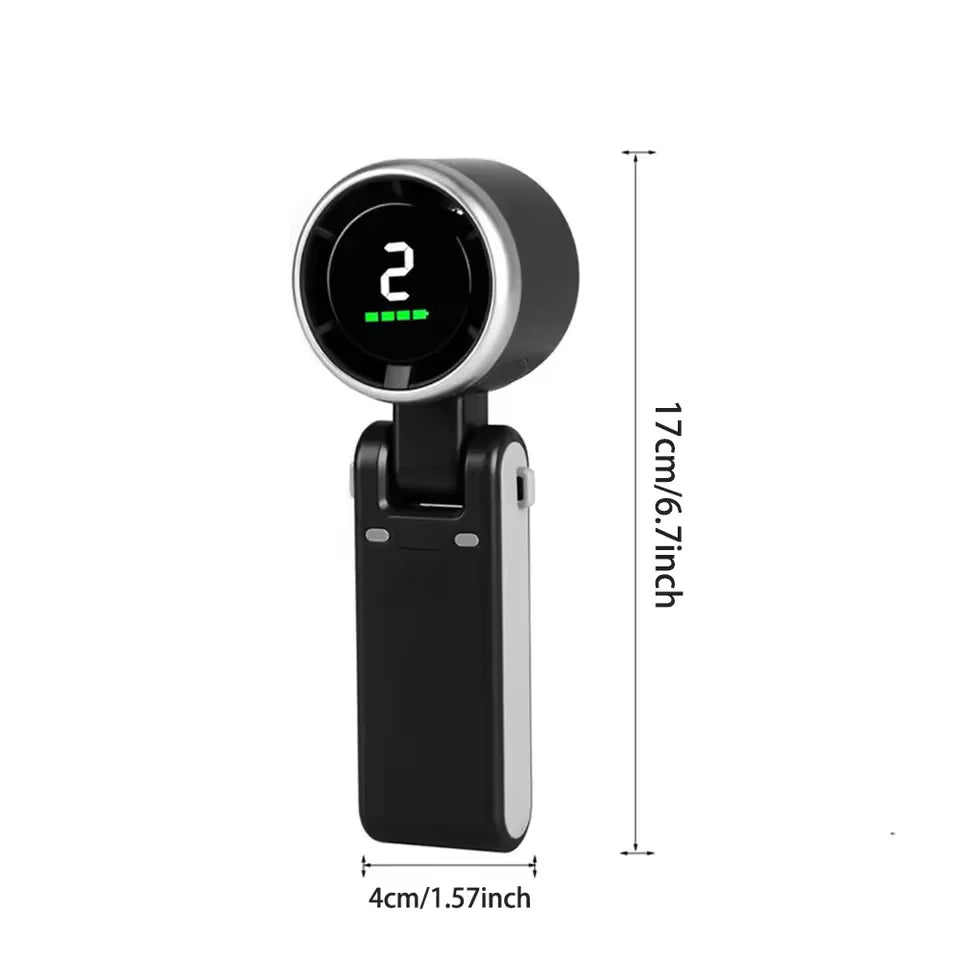 Handheld Fan Foldable Digital Display USB-C Rechargeable