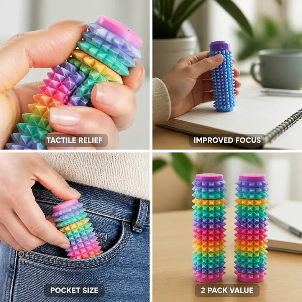 Handheld Fidget Toy Rotating Spiky Pocket Size 2 Pack