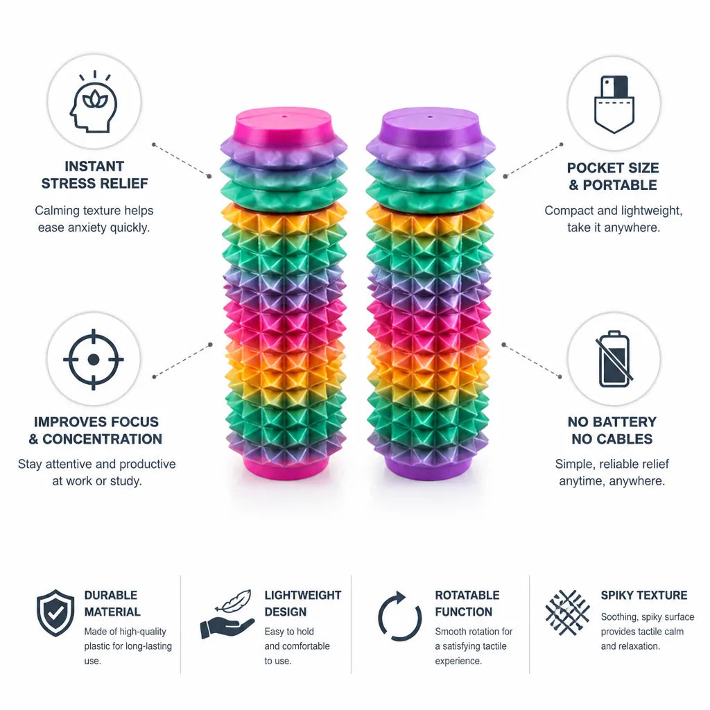 Handheld Fidget Toy Rotating Spiky Pocket Size 2 Pack