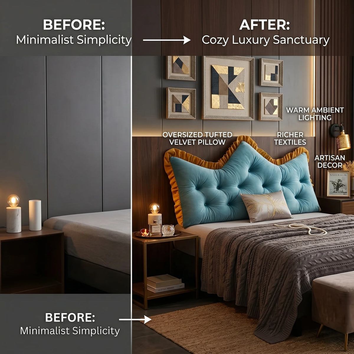Headboard Backrest Pillow Plush Tufted Support