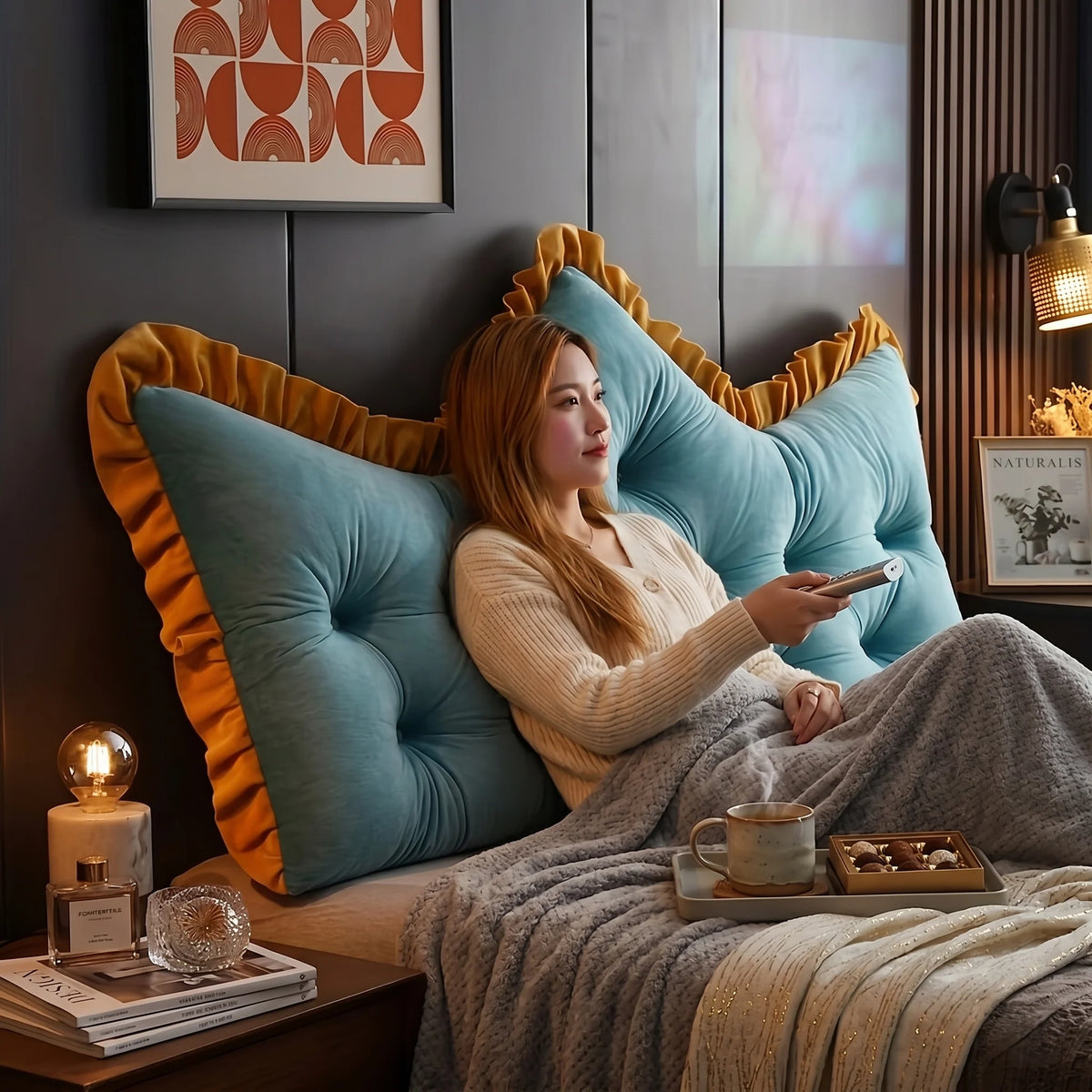 Headboard Backrest Pillow Plush Tufted Support