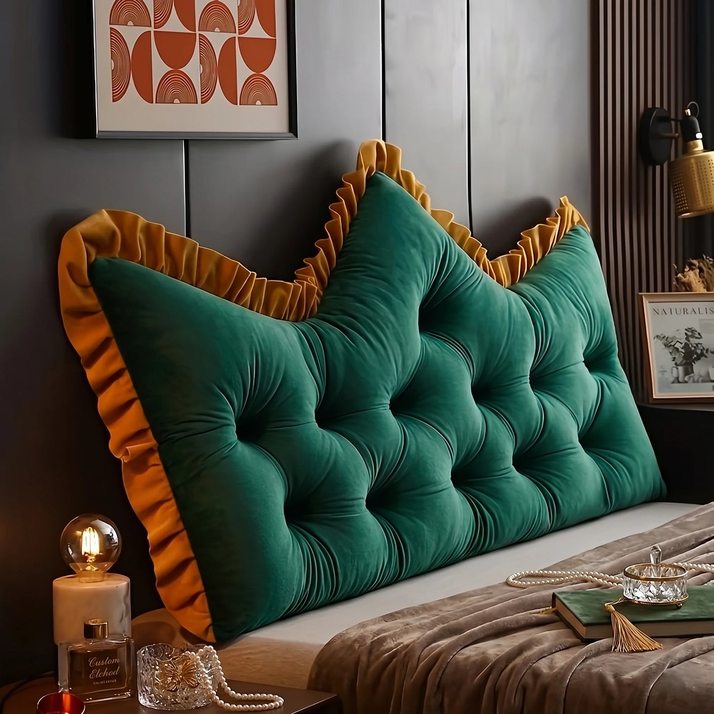 Headboard Backrest Pillow Plush Tufted Support