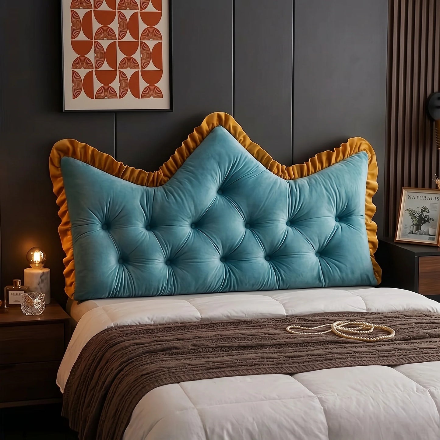 Headboard Backrest Pillow Plush Tufted Support