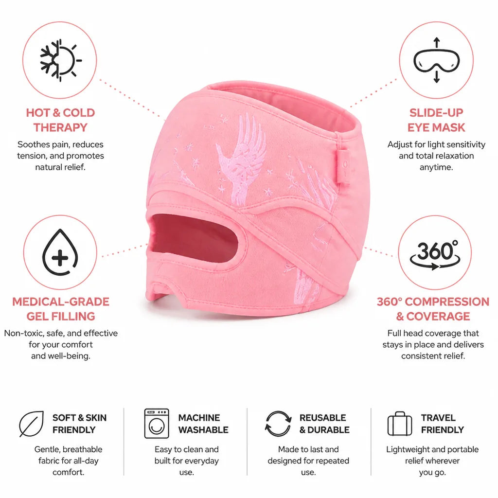 Headwrap Migraine Relief Cold & Heat Sliding Eye Mask