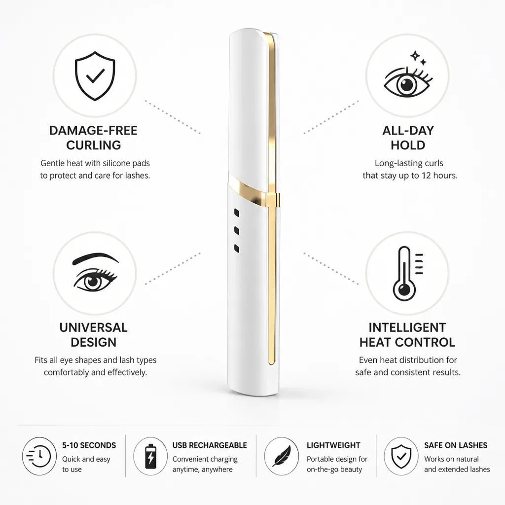 Heated Eyelash Curler Intelligent Heat Control All-Day Hold