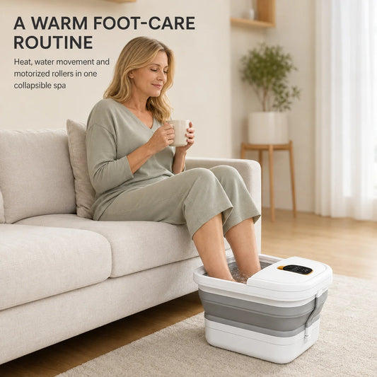 Heated Foot Spa Motorized Rollers Adjustable Heat