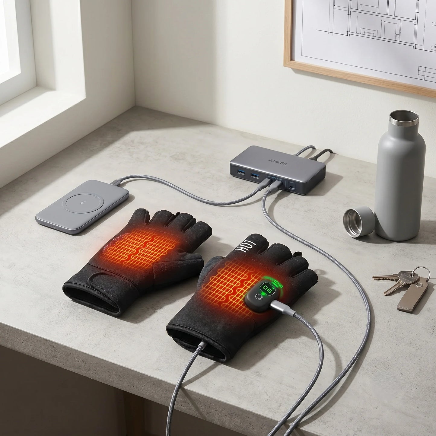 Heated Gloves Rechargeable & Adjustable Heat