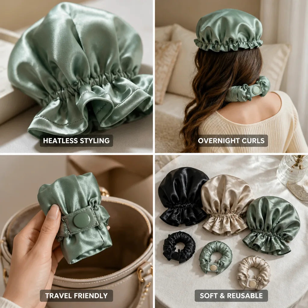 Heatless Hair Curler Overnight Satin Headband Reusable