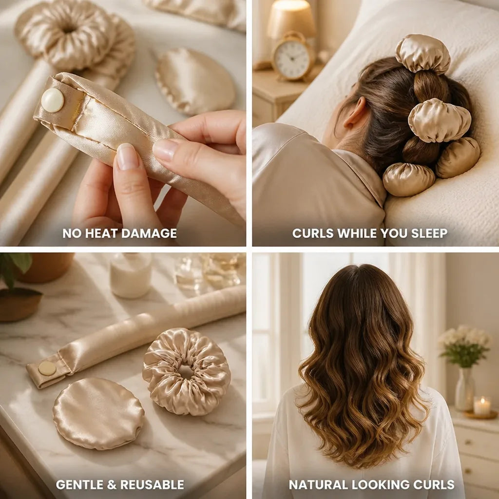 Heatless Hair Curler Soft Satin Reusable Headband