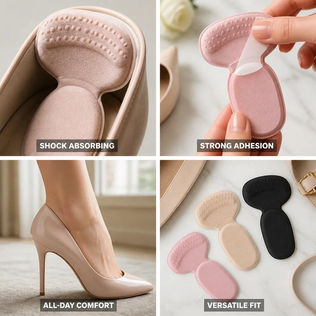 Heel Cushion Shock-Absorbing Support Adhesive Backing & Versatile Fit