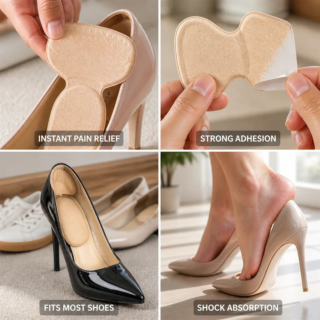 Heel Cushions Shock-Absorbing Gel & Strong Adhesive