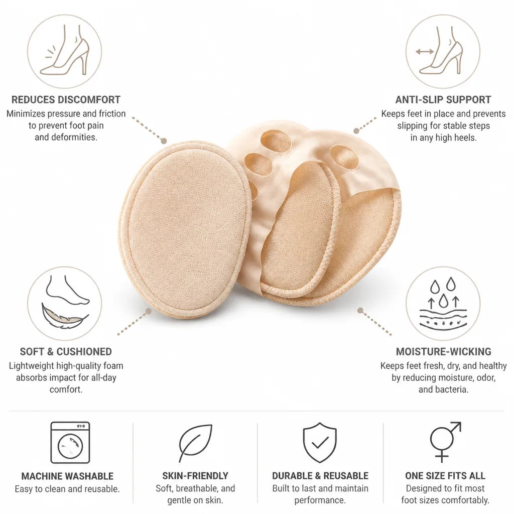 High-Heel Foot Pads Anti-Slip Cushioned Moisture-Wicking