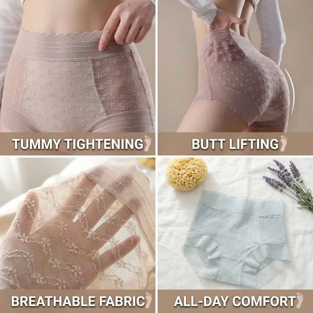 High-Waist Briefs Tummy-Tightening & Butt-Lifting Breathable Nylon-Spandex