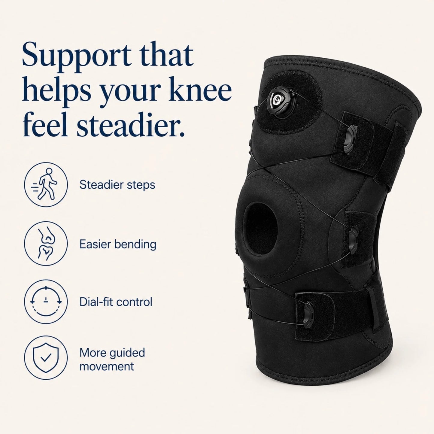 Hinged Knee Brace Dial-Adjustable Aluminum Hinges