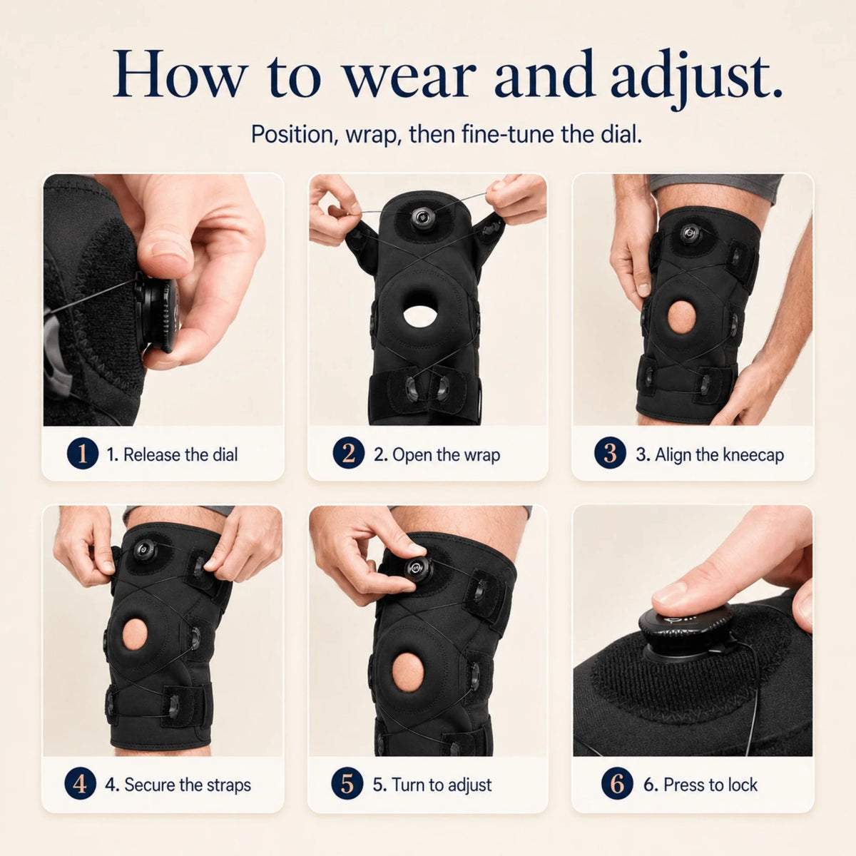 Hinged Knee Brace Dial-Adjustable Aluminum Hinges