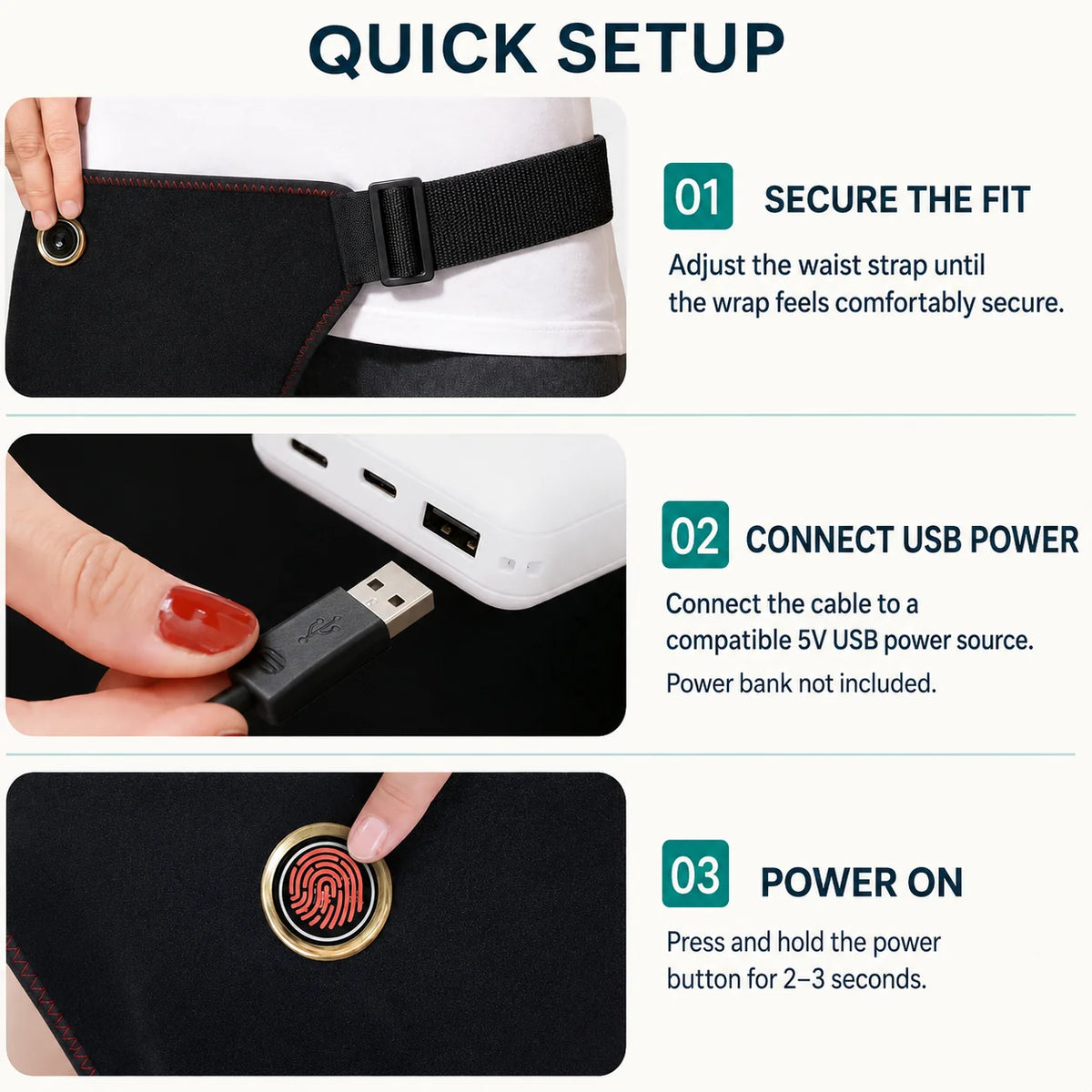 Hip Massager Cordless Heat & Vibration Adjustable Strap