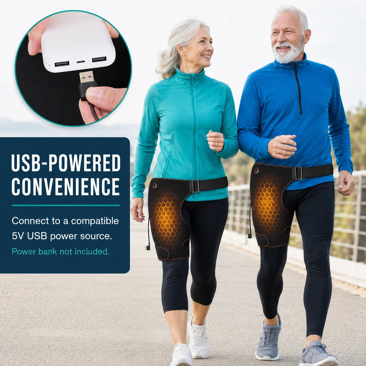 Hip Massager Cordless Heat & Vibration Adjustable Strap