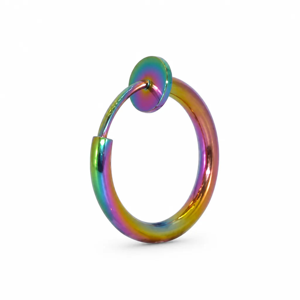 Hoop Earrings Non-Piercing Retractable Clasp Stainless Steel
