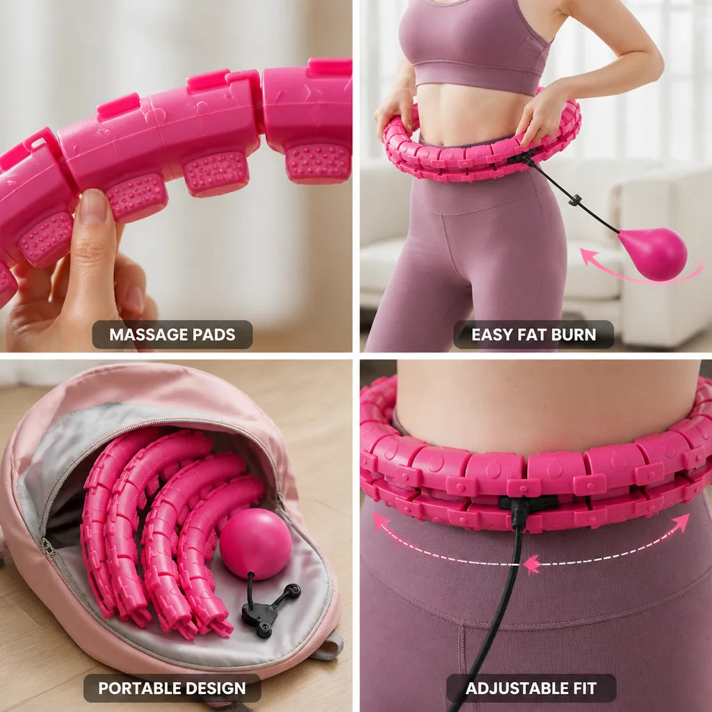 Hula Hoop Adjustable 20–50 Inch With Massage Pads