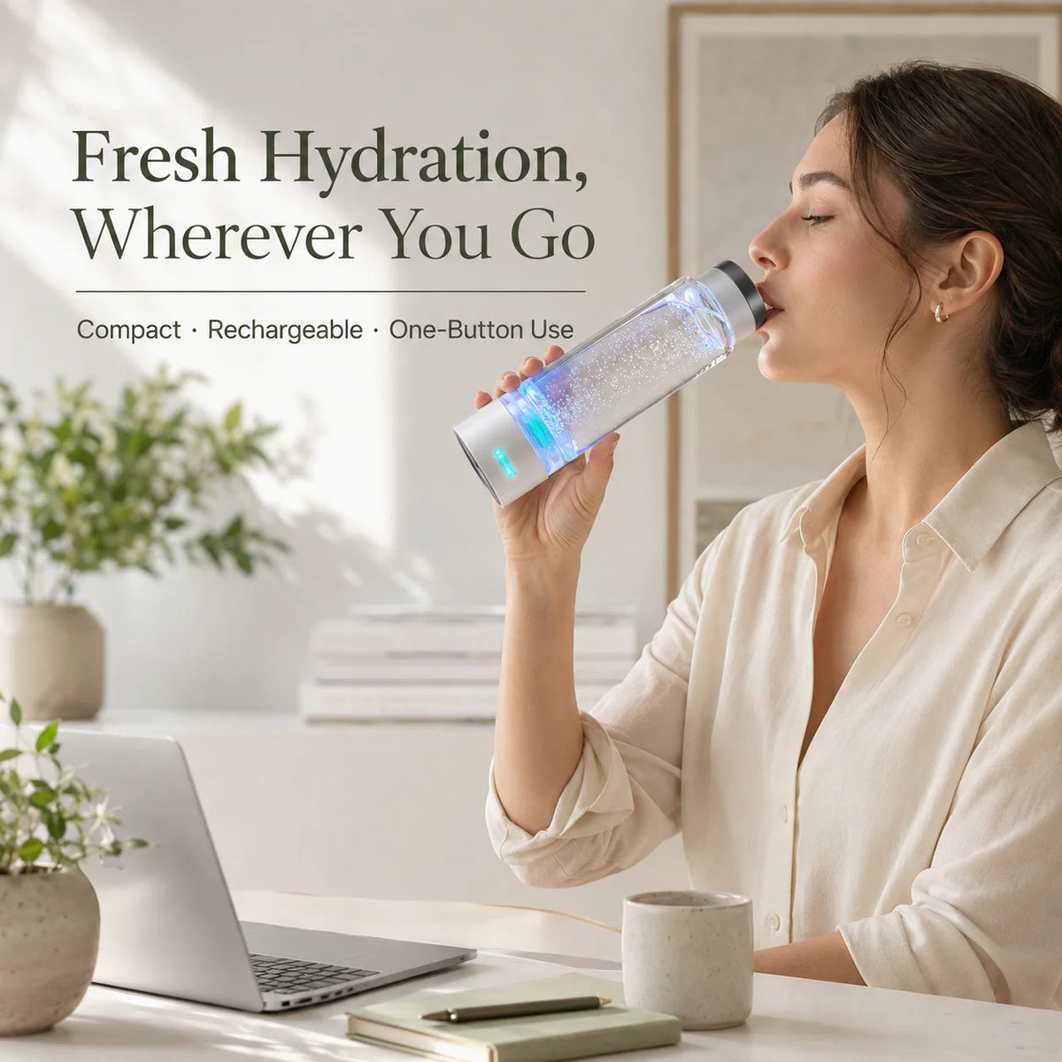 Hydrogen Water Bottle Dual-Mode Drink & Inhale Self-Cleaning