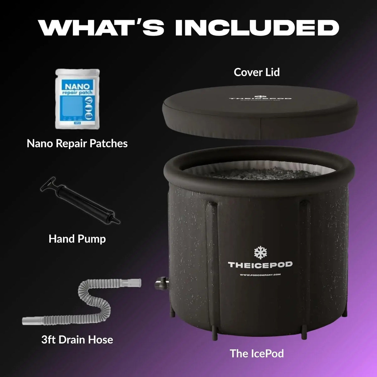 Ice Bath Tub Inflatable 84-Gallon Lid & Side Drain
