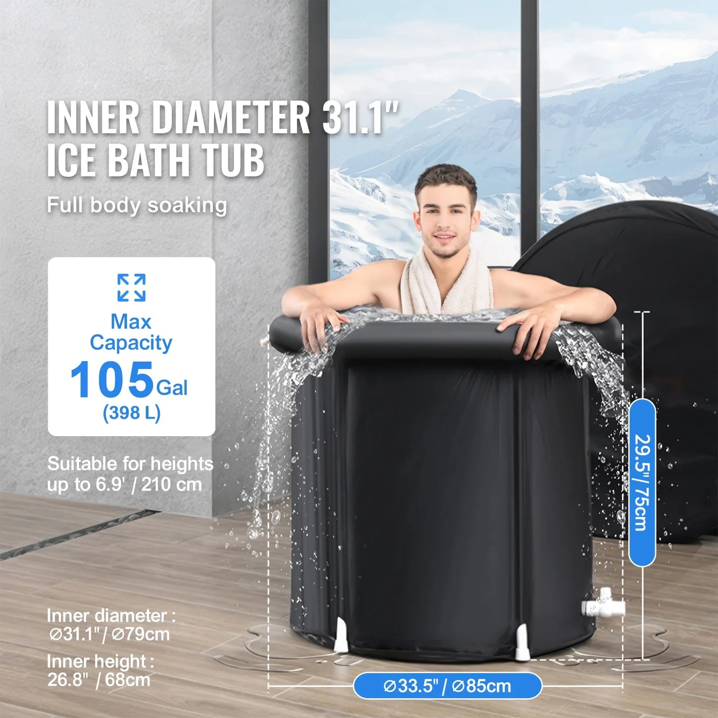 Ice Bath Tub Portable Foldable Three Layer Insulation
