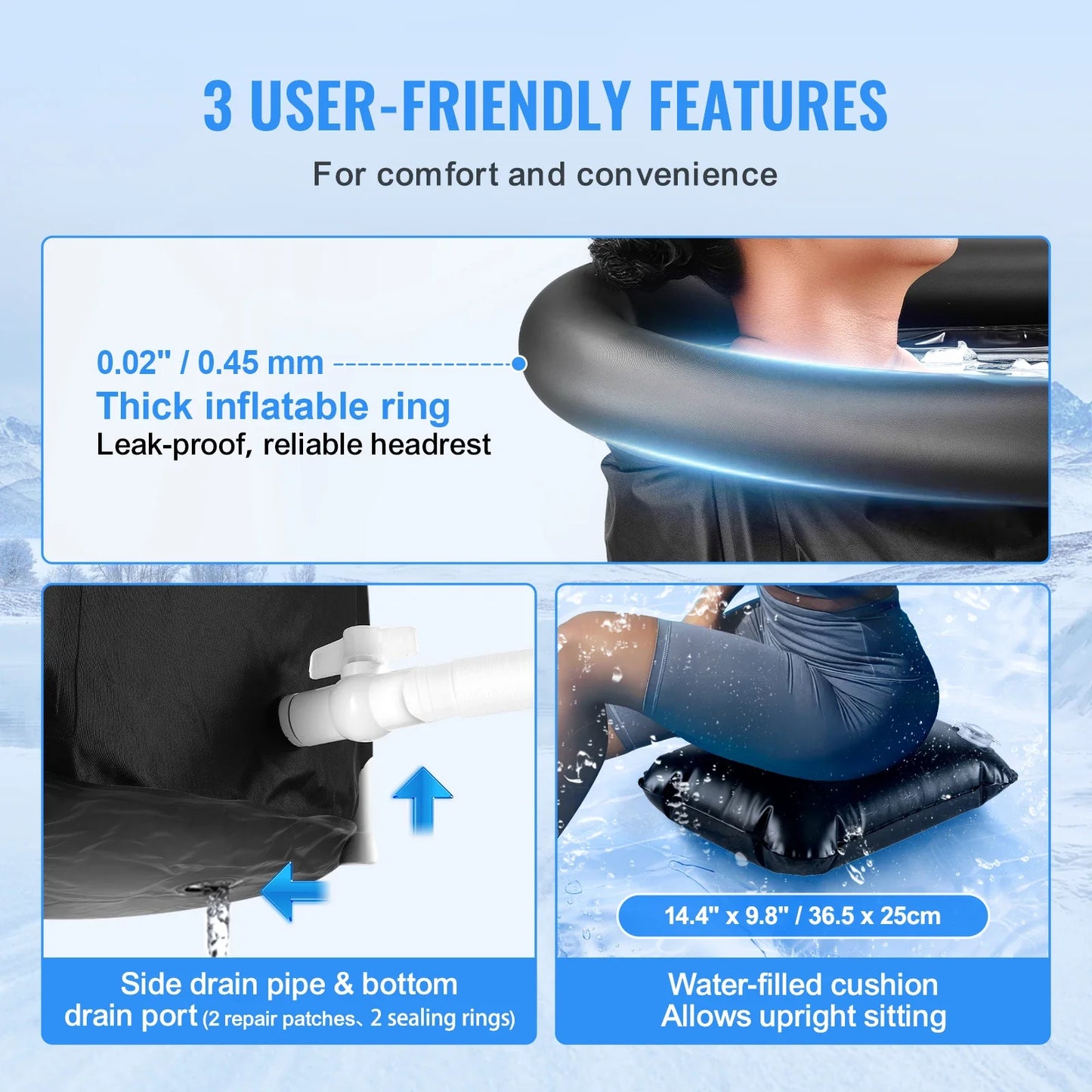 Ice Bath Tub Portable Foldable Three Layer Insulation