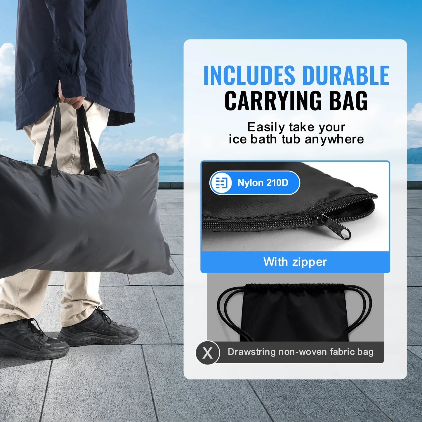 Ice Bath Tub Portable Foldable Three Layer Insulation