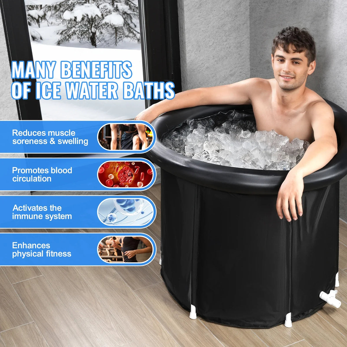 Ice Bath Tub Portable Foldable Three Layer Insulation