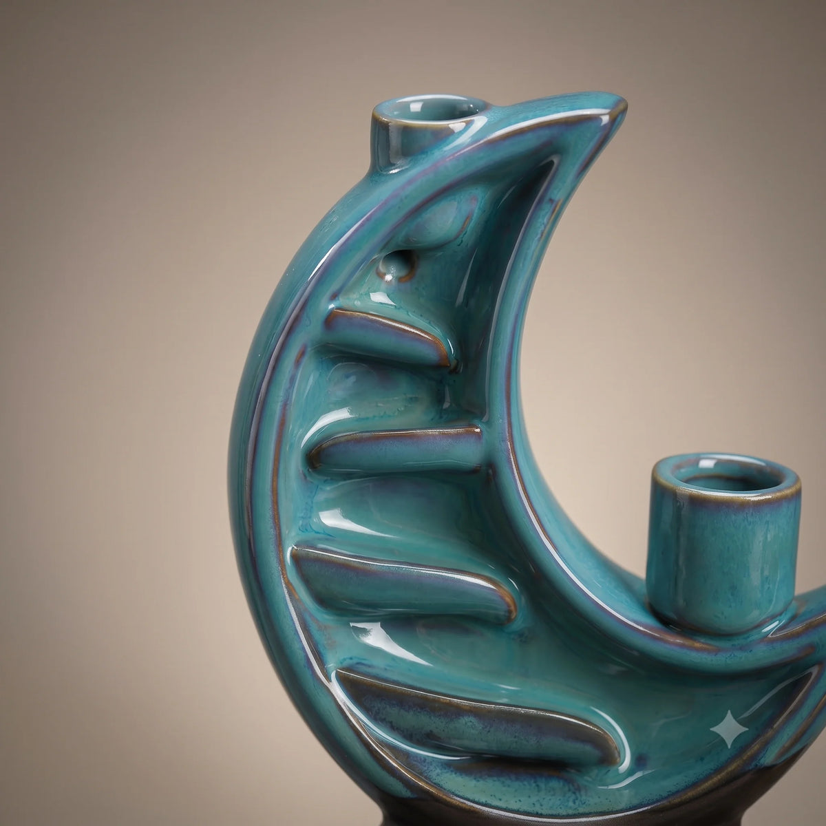 Incense Burner Backflow & Candle Holder Ceramic Crescent Moon