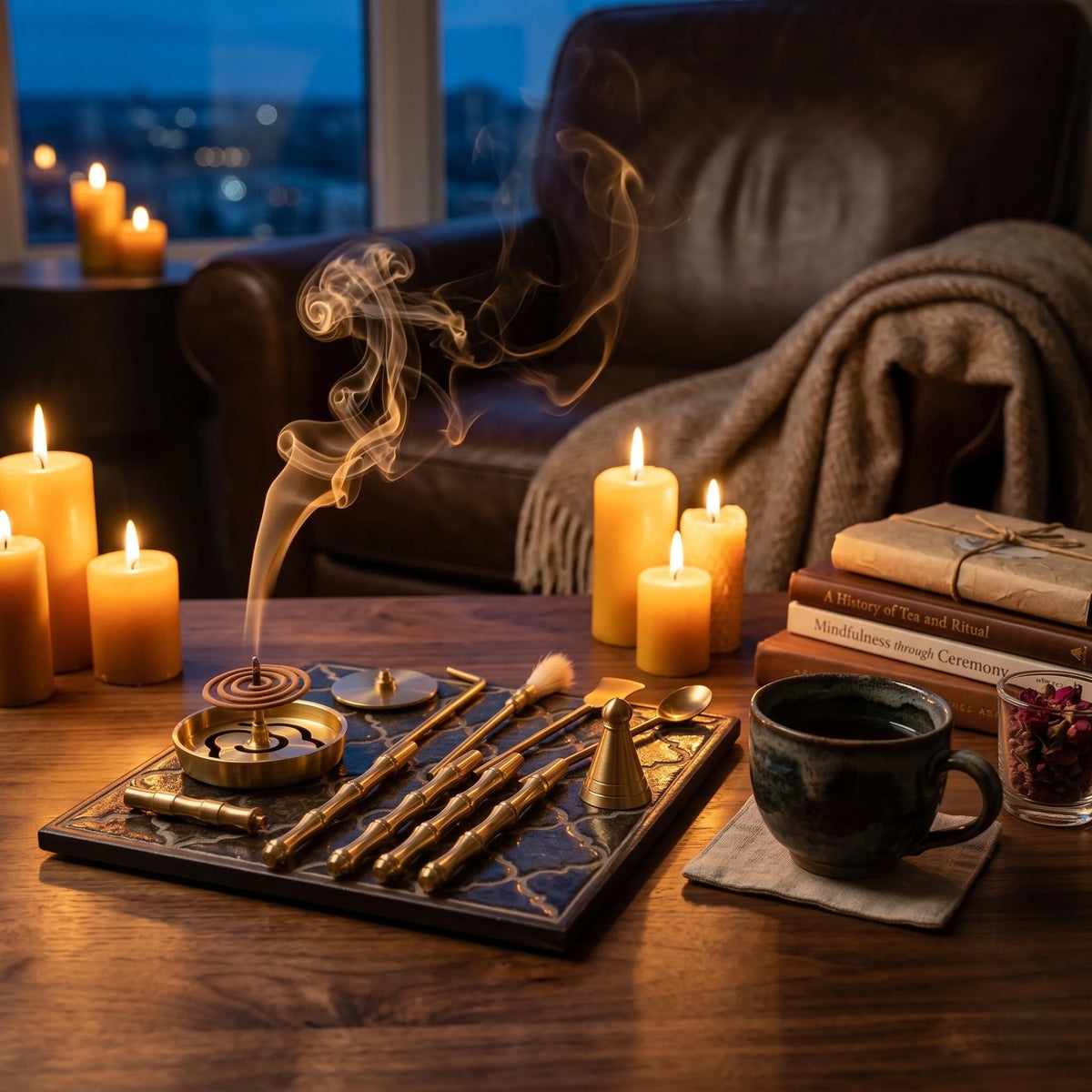 Incense Ritual Kit Brass Tools Powder & Cone