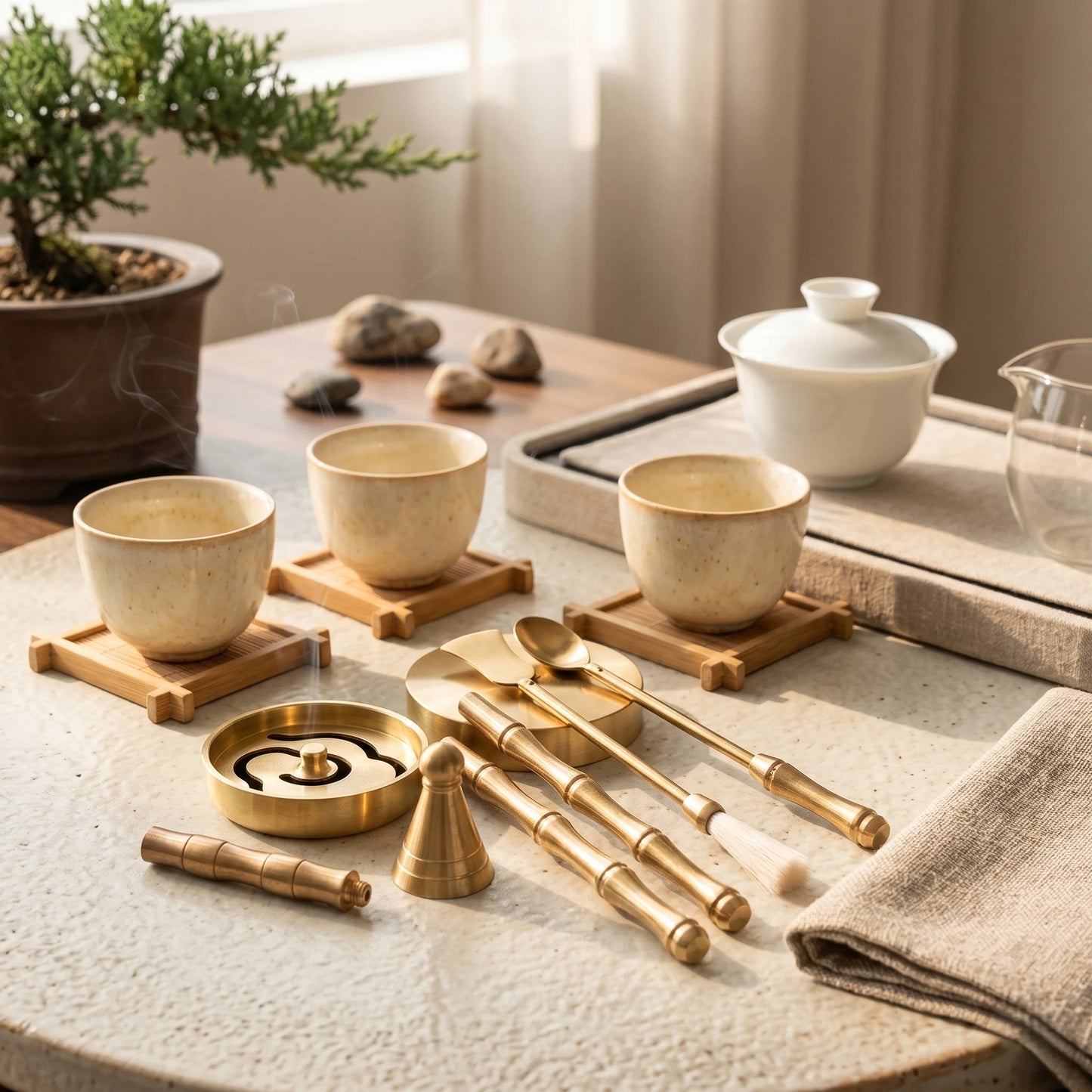 Incense Ritual Kit Brass Tools Powder & Cone