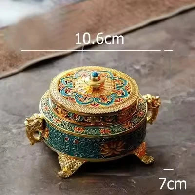 Incense Vessel Minimalist Lotus Design Blue & Red