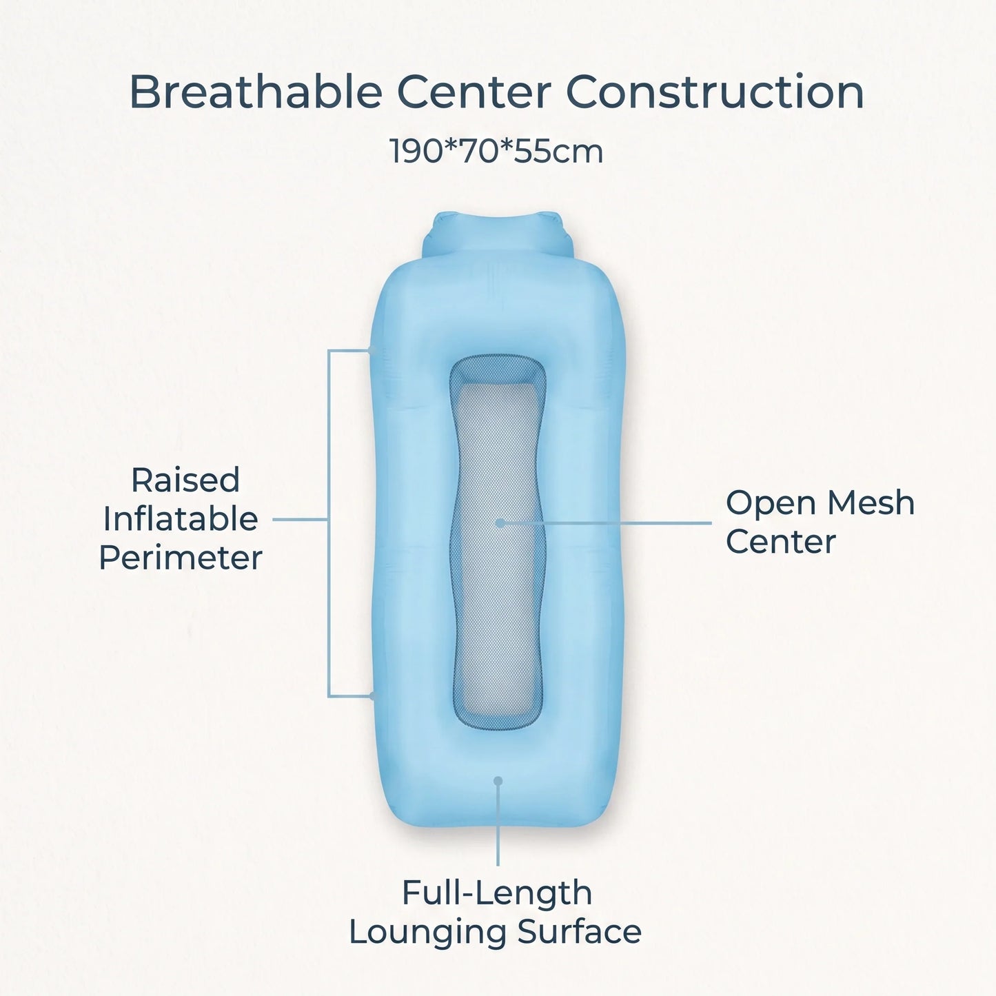 Inflatable Lounger Full-Length Breathable Mesh Center