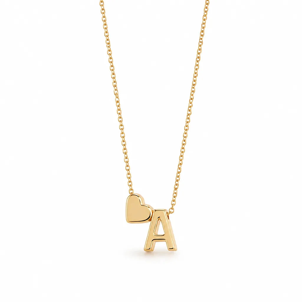 Initial Necklace Dainty Heart Customizable A To Z