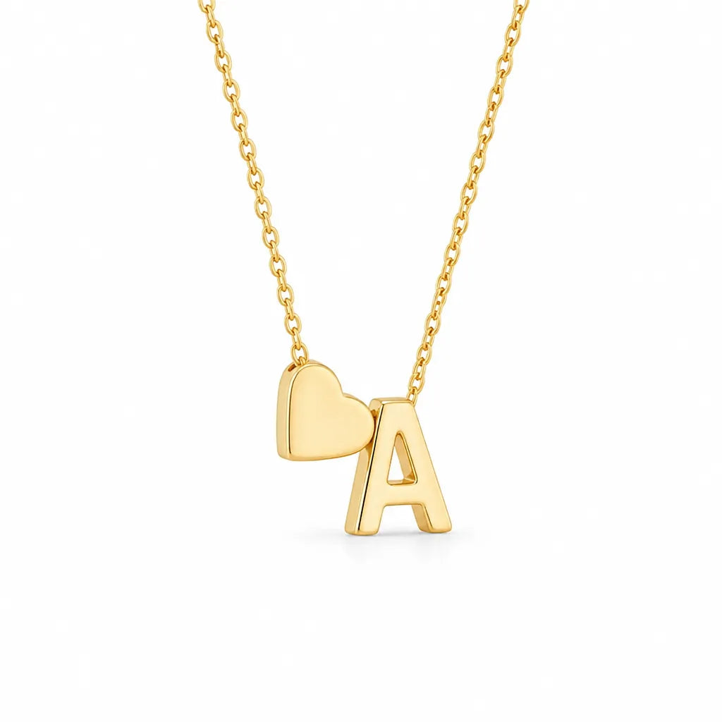 Initial Necklace Personalized Dainty Heart Pendant