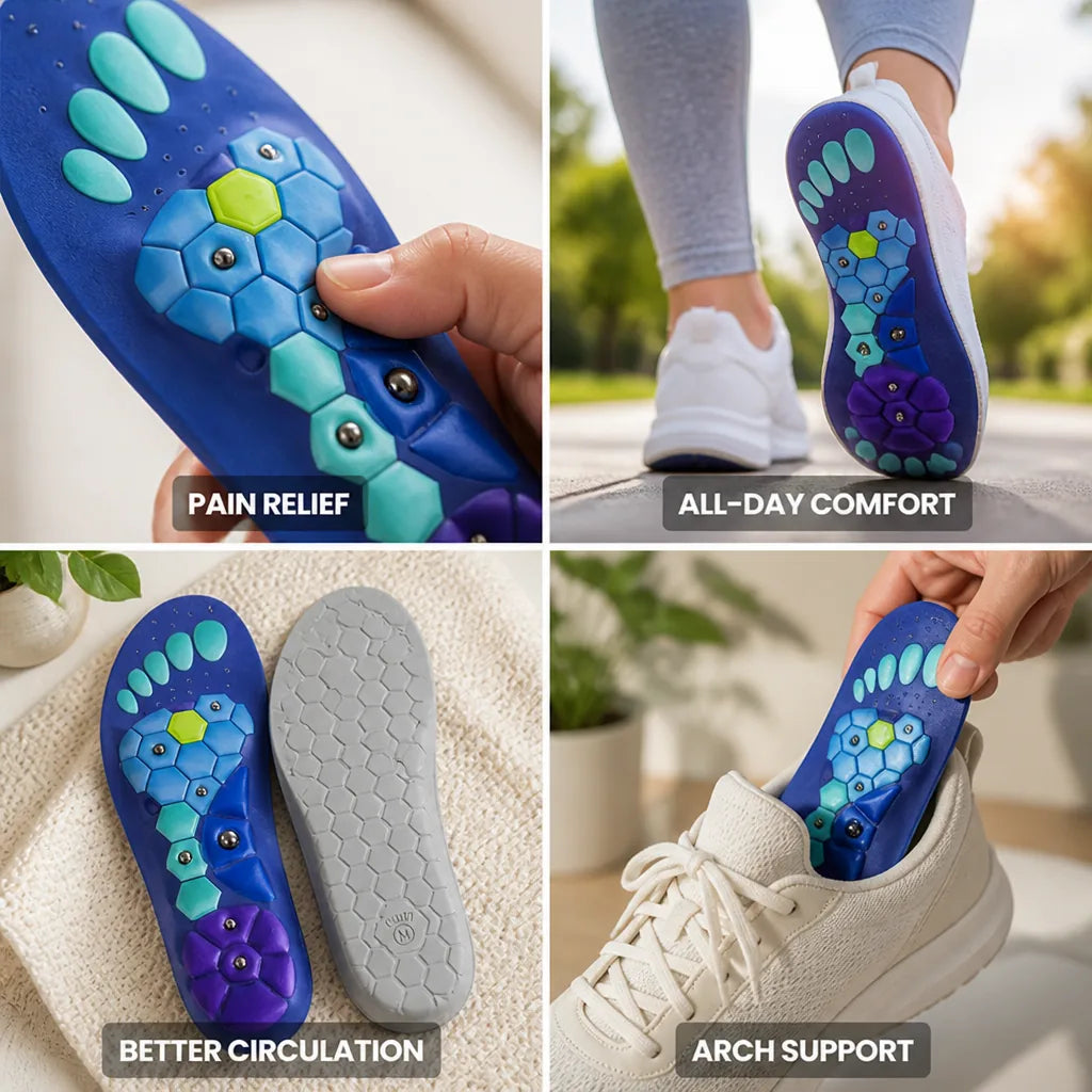 Insoles Magnetic Acupressure Foam Heel & Arch Support