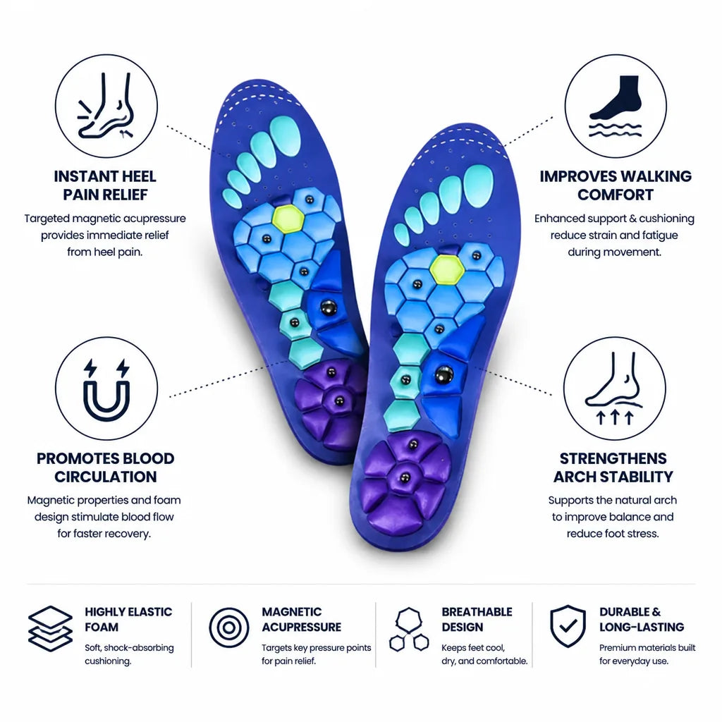 Insoles Magnetic Acupressure Foam Heel & Arch Support