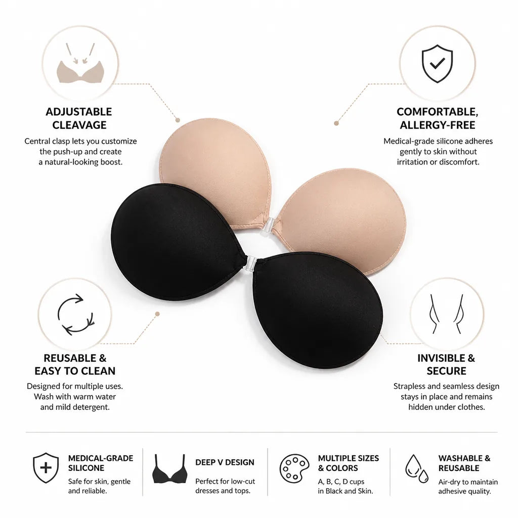 Invisible Push-Up Bra Strapless Self-Adhesive Silicone