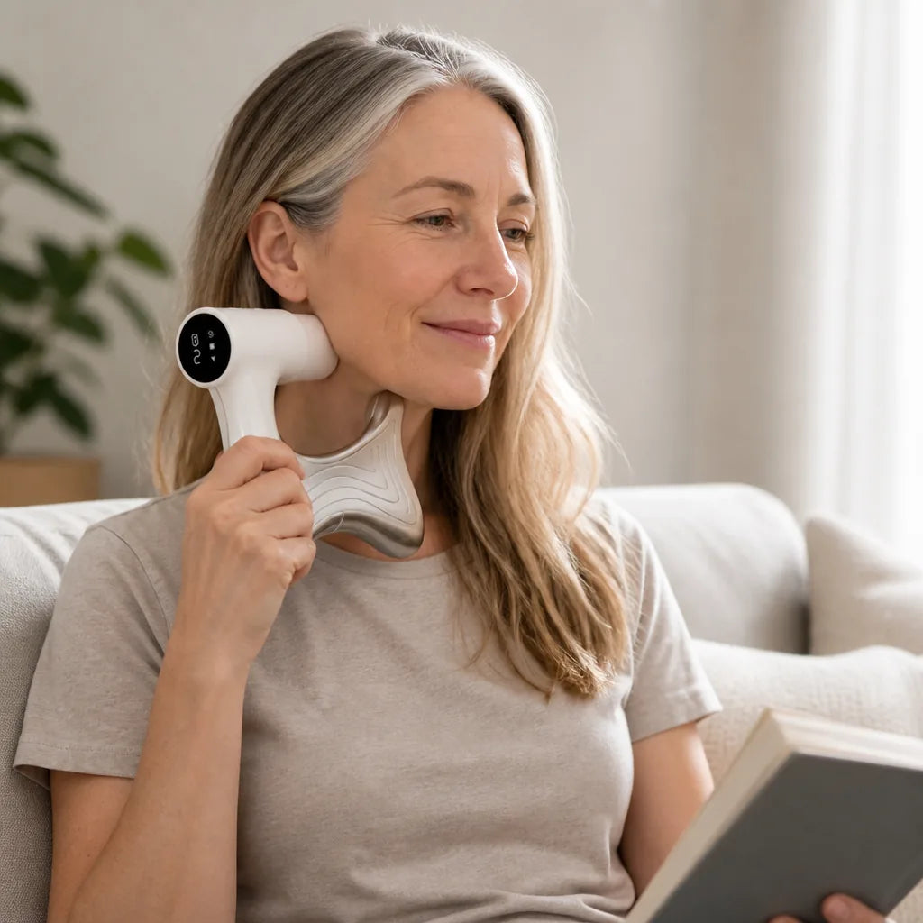 Jaw & Neck Massager Heat Therapy Vibration & EMS