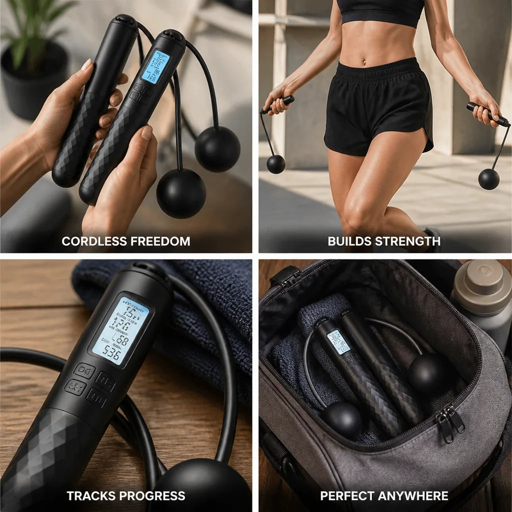 Jump Rope Cordless Weighted Handles & LCD Counter
