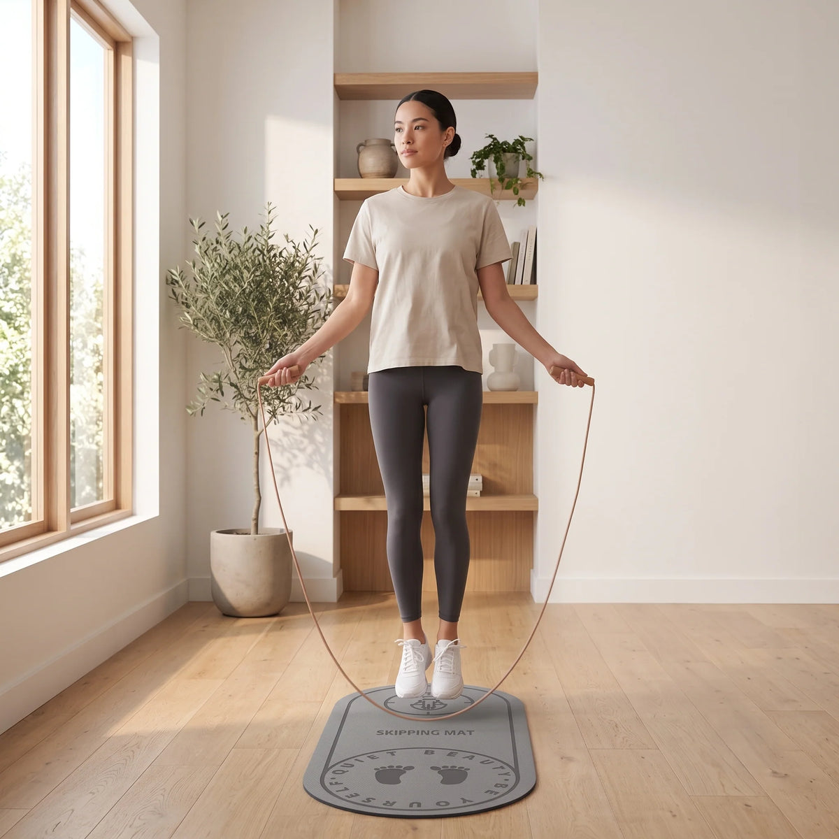 Jump Rope Mat TPE Non-Slip Cushioned