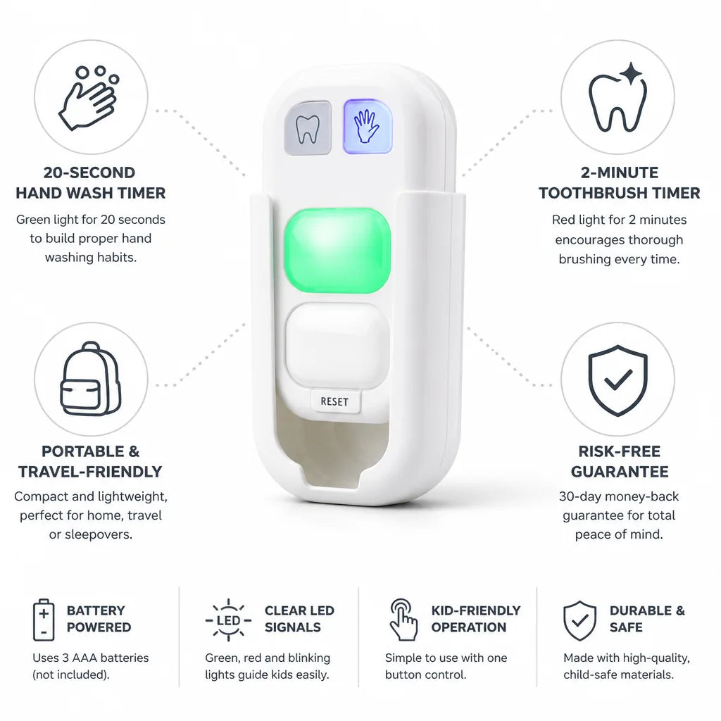 Kids Hygiene Timer LED 2-Minute & 20-Second
