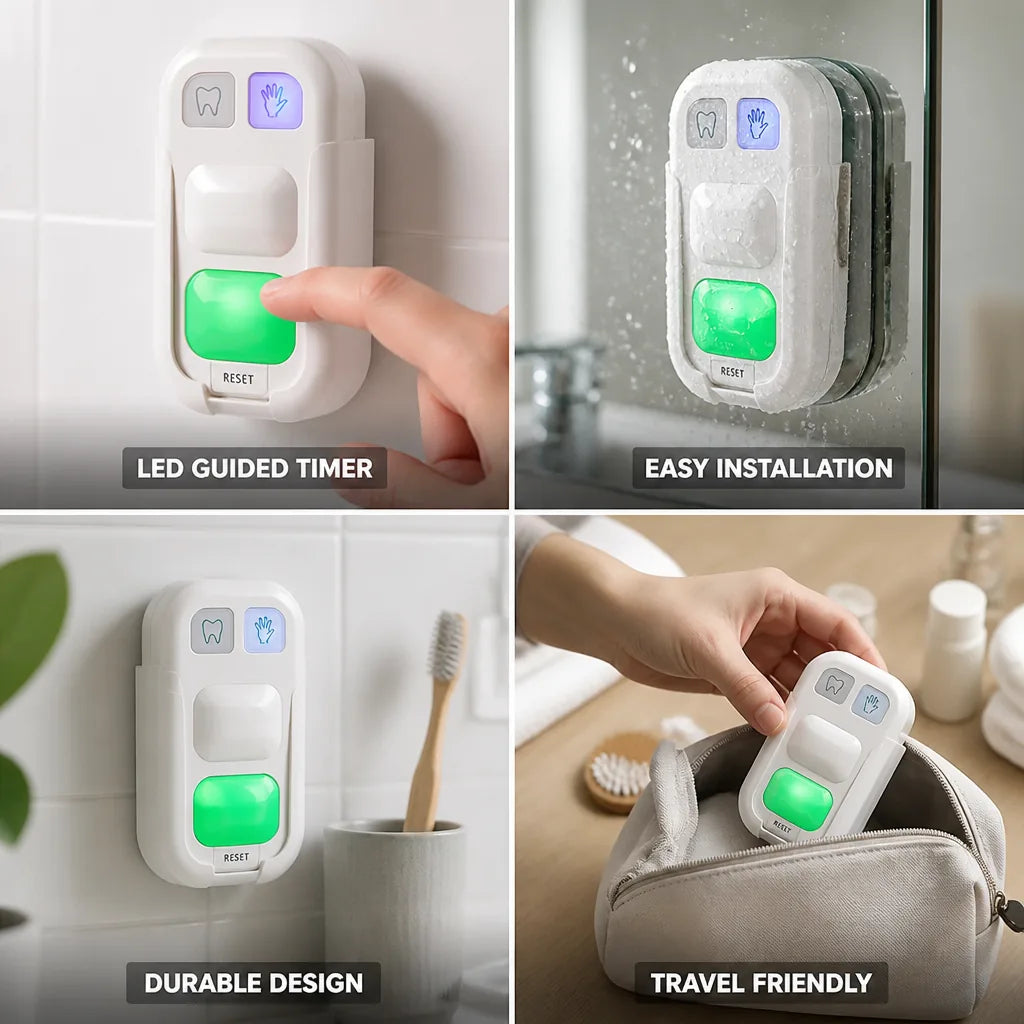 Kids Hygiene Timer LED Guided 2-Minute Brushing Suction Mount