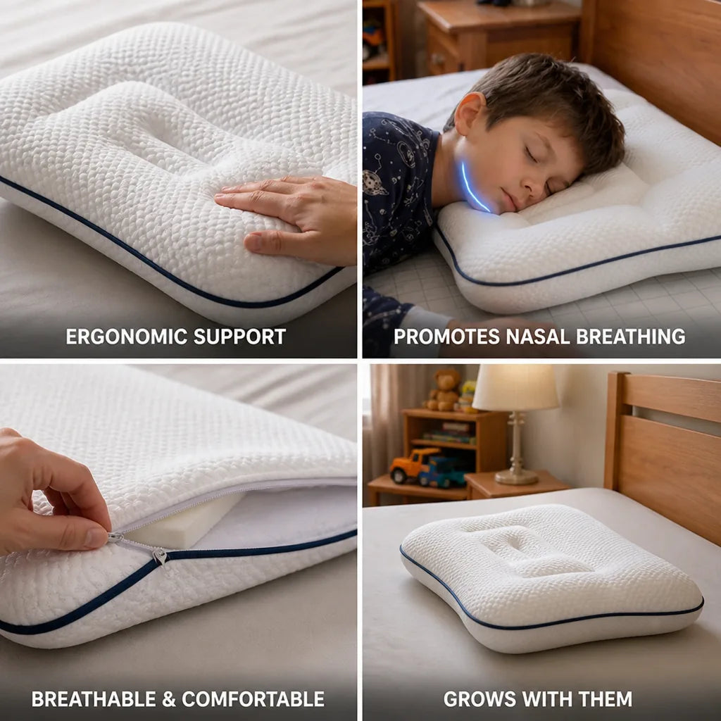 Kids Posture Pillow Ergonomic Nasal Breathing Support Ages 1-18