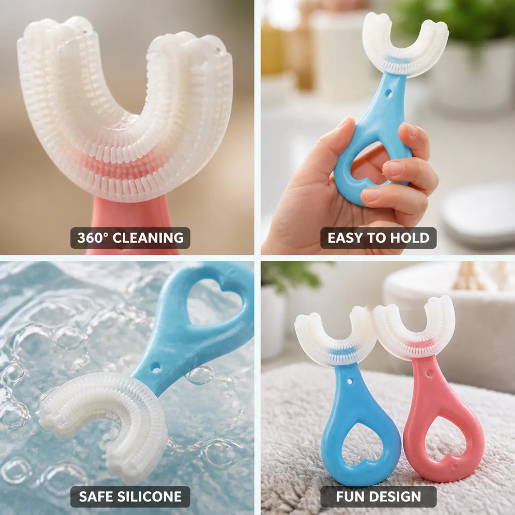 Kids Toothbrush U-Shaped 360° Silicone Easy-Grip