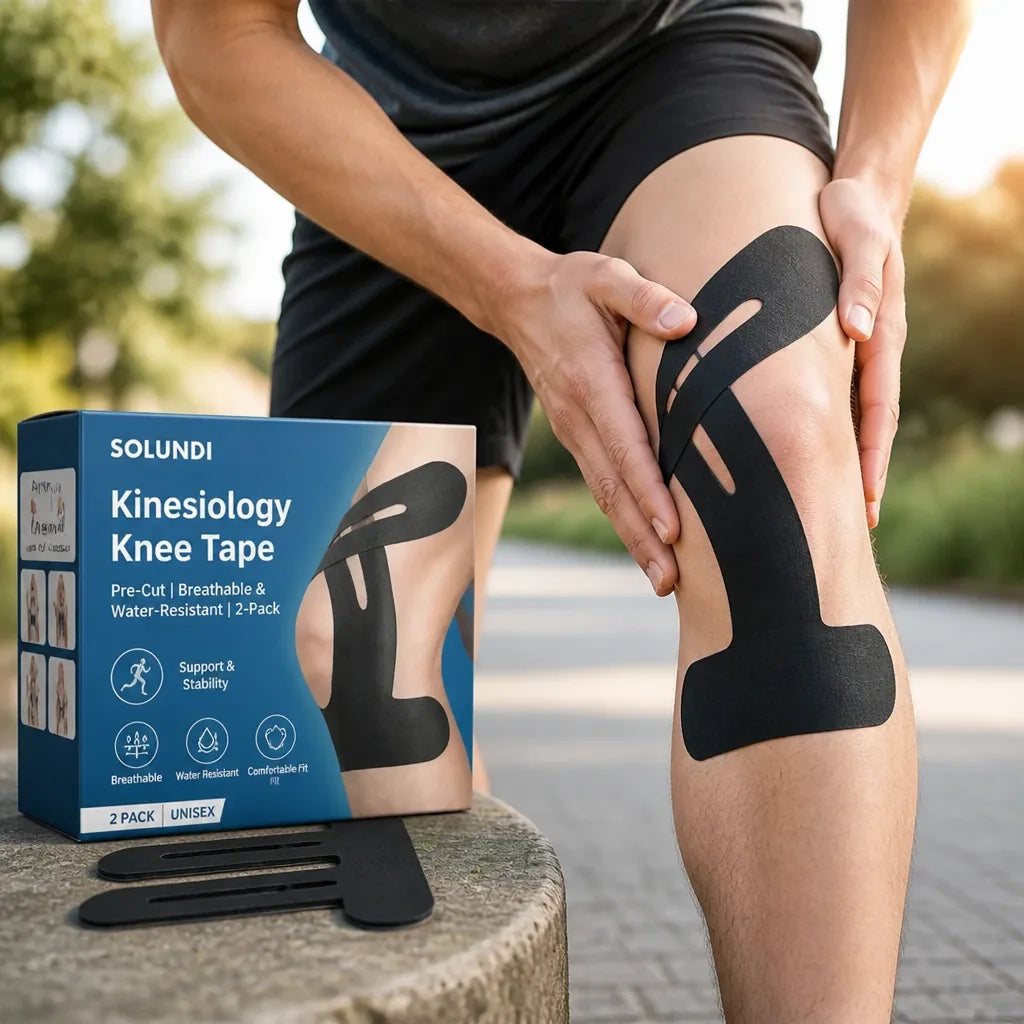 Kinesiology Knee Tape Pre-Cut Breathable & Water-Resistant 2-Pack