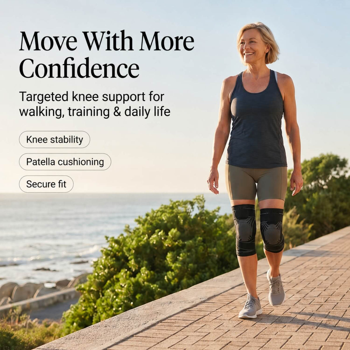 Knee Brace Adjustable Patella Support Dual Spring Stabilizers